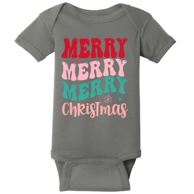 Merry Christmas Groovy Holiday Festive Baby Bodysuit