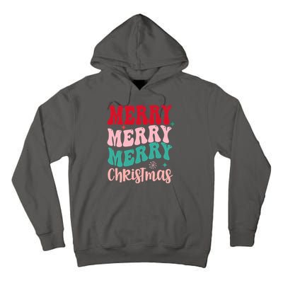 Merry Christmas Groovy Holiday Festive Tall Hoodie