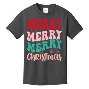 Merry Christmas Groovy Holiday Festive Kids T-Shirt