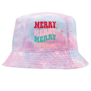 Merry Christmas Groovy Holiday Festive Tie-Dyed Bucket Hat