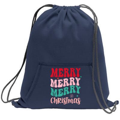 Merry Christmas Groovy Holiday Festive Sweatshirt Cinch Pack Bag