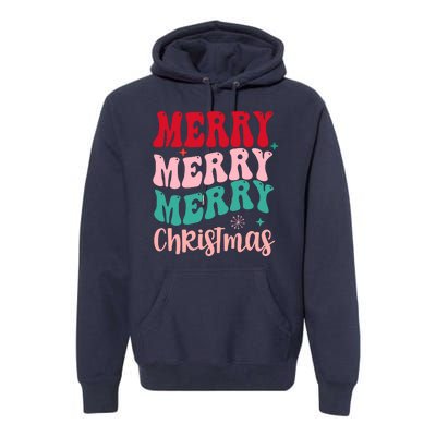 Merry Christmas Groovy Holiday Festive Premium Hoodie