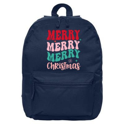 Merry Christmas Groovy Holiday Festive 16 in Basic Backpack