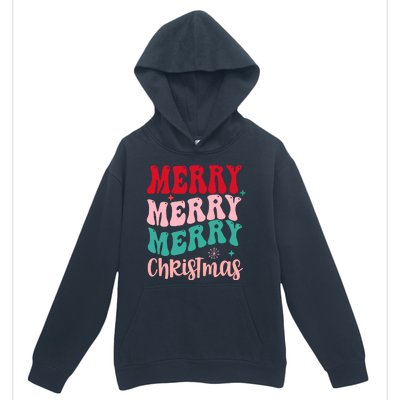 Merry Christmas Groovy Holiday Festive Urban Pullover Hoodie