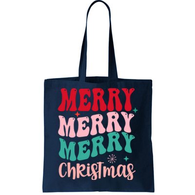 Merry Christmas Groovy Holiday Festive Tote Bag