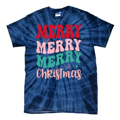 Merry Christmas Groovy Holiday Festive Tie-Dye T-Shirt