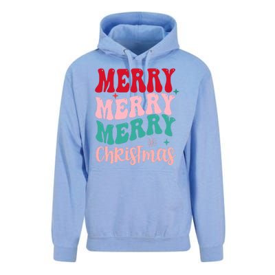 Merry Christmas Groovy Holiday Festive Unisex Surf Hoodie