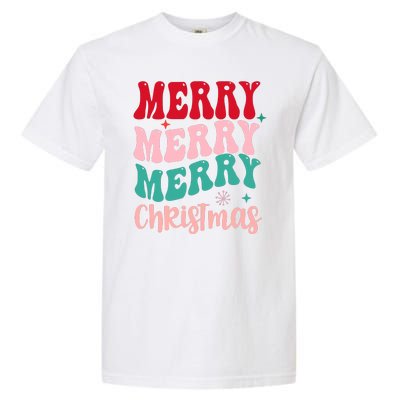 Merry Christmas Groovy Holiday Festive Garment-Dyed Heavyweight T-Shirt