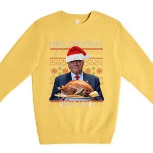 Make Christmas Great Again Trump Pajamas Ugly (9) Premium Crewneck Sweatshirt