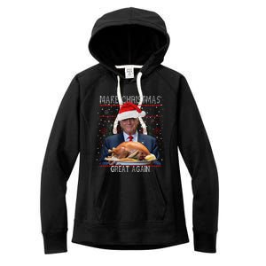 Make Christmas Great Again Trump Pajamas Ugly (9) Women's Fleece Hoodie