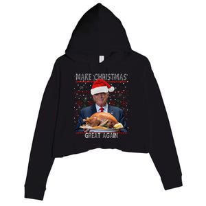 Make Christmas Great Again Trump Pajamas Ugly (9) Crop Fleece Hoodie