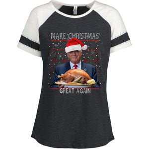 Make Christmas Great Again Trump Pajamas Ugly (9) Enza Ladies Jersey Colorblock Tee