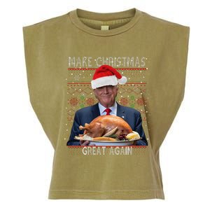 Make Christmas Great Again Trump Pajamas Ugly (9) Garment-Dyed Women's Muscle Tee