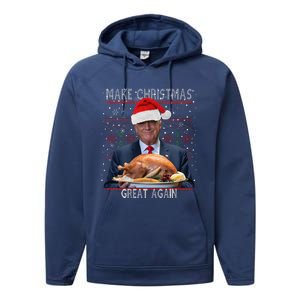 Make Christmas Great Again Trump Pajamas Ugly (9) Performance Fleece Hoodie