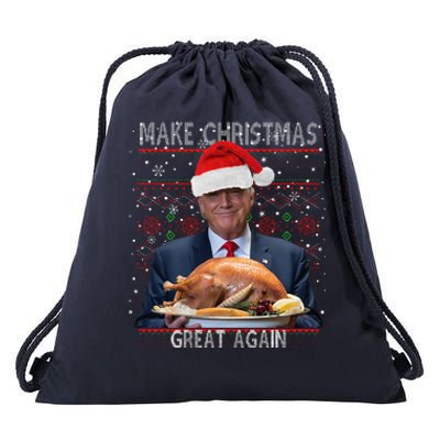 Make Christmas Great Again Trump Pajamas Ugly (9) Drawstring Bag