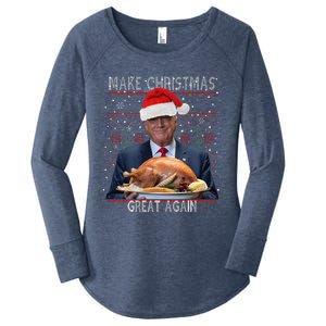 Make Christmas Great Again Trump Pajamas Ugly (9) Women's Perfect Tri Tunic Long Sleeve Shirt