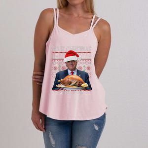 Make Christmas Great Again Trump Pajamas Ugly (9) Women's Strappy Tank