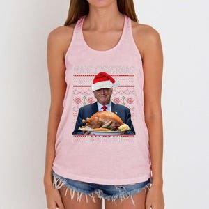 Make Christmas Great Again Trump Pajamas Ugly (9) Women's Knotted Racerback Tank