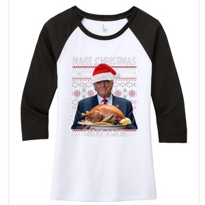 Make Christmas Great Again Trump Pajamas Ugly (9) Women's Tri-Blend 3/4-Sleeve Raglan Shirt