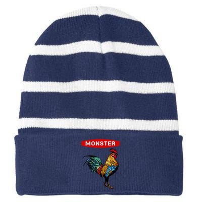 Monster Cock Gift Funny Big Dick Energy Gift Striped Beanie with Solid Band