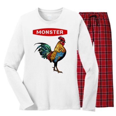 Monster Cock Gift Funny Big Dick Energy Gift Women's Long Sleeve Flannel Pajama Set 