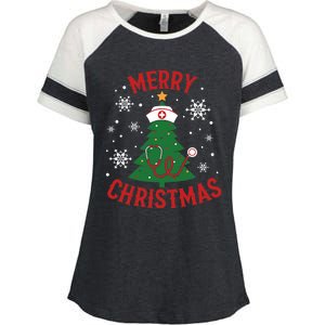 Merry Christmas Gift Enza Ladies Jersey Colorblock Tee