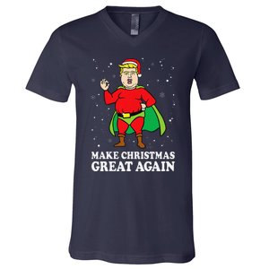 Make Christmas Great Again Ugly Xmas Donald Trump Parody V-Neck T-Shirt