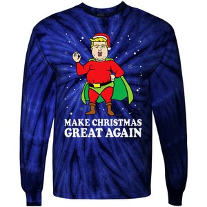 Make Christmas Great Again Ugly Xmas Donald Trump Parody Tie-Dye Long Sleeve Shirt