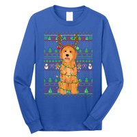 Merry Christmas Golden Doodle Dog Reindeer Xmas Lights Ugly Gift Long Sleeve Shirt