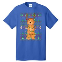 Merry Christmas Golden Doodle Dog Reindeer Xmas Lights Ugly Gift Tall T-Shirt