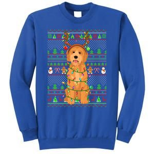 Merry Christmas Golden Doodle Dog Reindeer Xmas Lights Ugly Gift Tall Sweatshirt