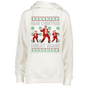 Make Christmas Great Again Santa Trump Dance Ugly Sweater Womens Funnel Neck Pullover Hood