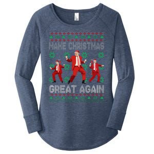 Make Christmas Great Again Santa Trump Dance Ugly Sweater Women's Perfect Tri Tunic Long Sleeve Shirt