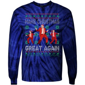 Make Christmas Great Again Santa Trump Dance Ugly Sweater Tie-Dye Long Sleeve Shirt