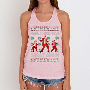 Make Christmas Great Again Santa Trump Dance Ugly Sweater Women's Knotted Racerback Tank