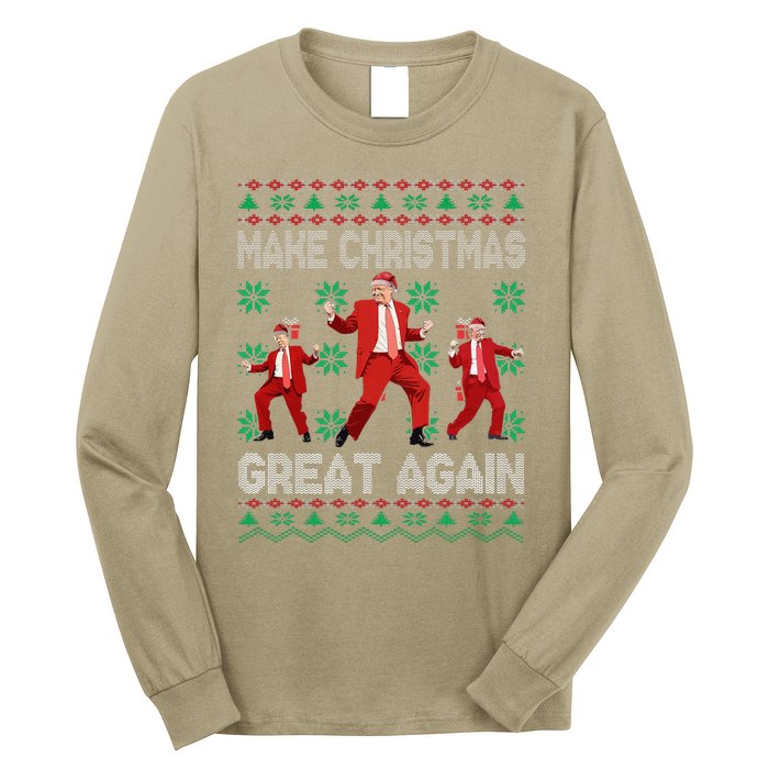 Make Christmas Great Again Santa Trump Dance Ugly Sweater Long Sleeve Shirt