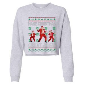 Make Christmas Great Again Santa Trump Dance Ugly Sweater Cropped Pullover Crew