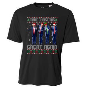 Make Christmas Great Again Ugly Sweaters Trump Dance Santa Cooling Performance Crew T-Shirt