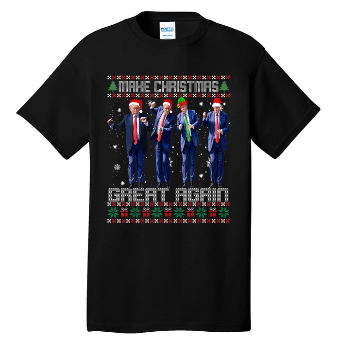 Make Christmas Great Again Ugly Sweaters Trump Dance Santa Tall T-Shirt