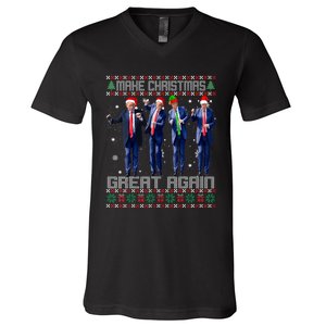 Make Christmas Great Again Ugly Sweaters Trump Dance Santa V-Neck T-Shirt