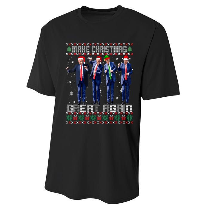 Make Christmas Great Again Ugly Sweaters Trump Dance Santa Performance Sprint T-Shirt