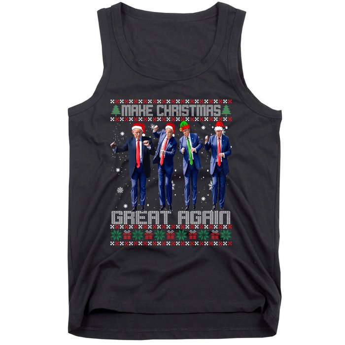 Make Christmas Great Again Ugly Sweaters Trump Dance Santa Tank Top