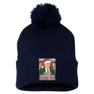 Make Christmas Great Again Trump Santa Trump Christmas Pom Pom 12in Knit Beanie