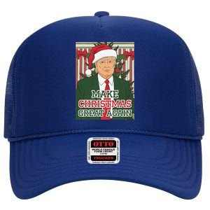 Make Christmas Great Again Trump Santa Trump Christmas High Crown Mesh Back Trucker Hat