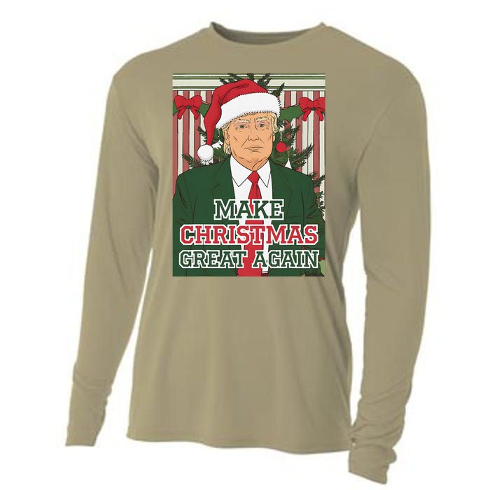 Make Christmas Great Again Trump Santa Trump Christmas Cooling Performance Long Sleeve Crew