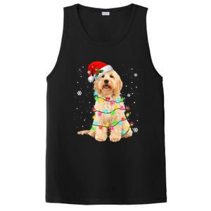 Merry Christmas Golden Doodle Dog Santa Hat Xmas Tree Lights Cute Gift PosiCharge Competitor Tank