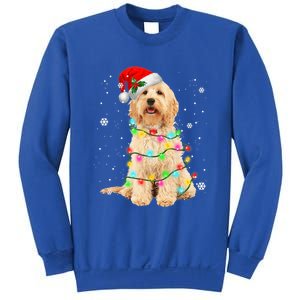 Merry Christmas Golden Doodle Dog Santa Hat Xmas Tree Lights Cute Gift Sweatshirt