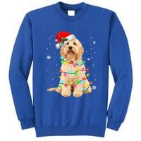 Merry Christmas Golden Doodle Dog Santa Hat Xmas Tree Lights Cute Gift Sweatshirt