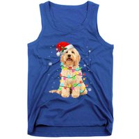 Merry Christmas Golden Doodle Dog Santa Hat Xmas Tree Lights Cute Gift Tank Top