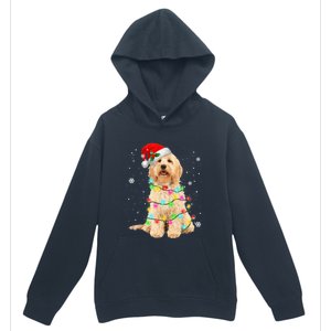 Merry Christmas Golden Doodle Dog Santa Hat Xmas Tree Lights Cute Gift Urban Pullover Hoodie